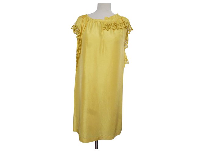 Vanessa Bruno Athe Dresses Yellow Silk  ref.115535
