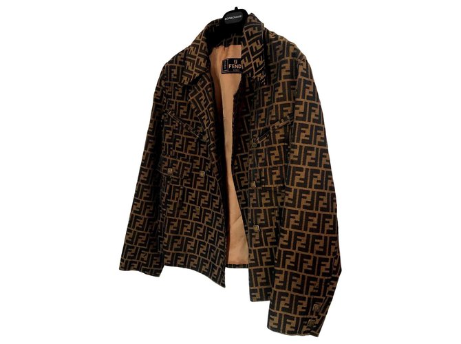 Fendi Coats, Outerwear Brown Black  ref.115550