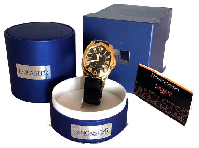 Autre Marque Lancaster Quartz Watches Nero D'oro Pelle verniciata  ref.115554