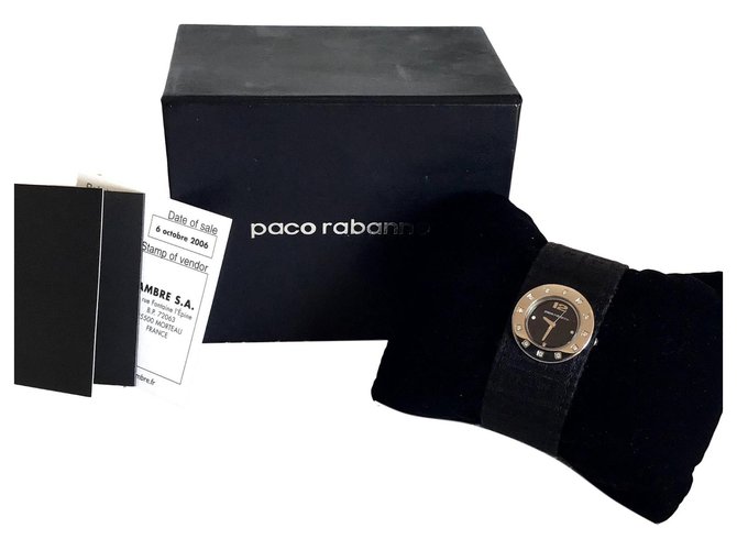 Paco Rabanne Relojes finos Negro Acero Lienzo  ref.115555
