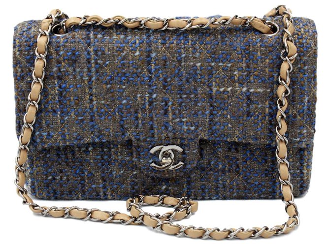 Chanel Tmeless Blau Tweed  ref.115556
