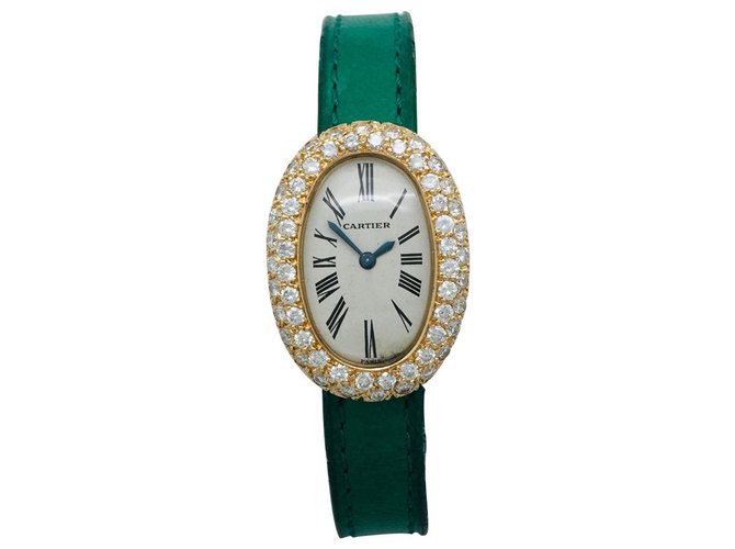 Cartier "Baignoire" watch in yellow gold set with brilliants.  ref.115567