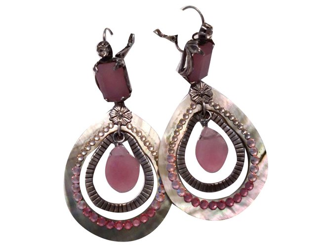 Gas Earrings Pink Metal  ref.115570