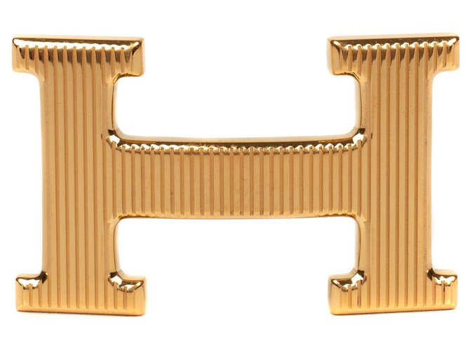Boucle de ceinture Hermès "Calandre" doré brillant, état neuf ! Acier  ref.115595