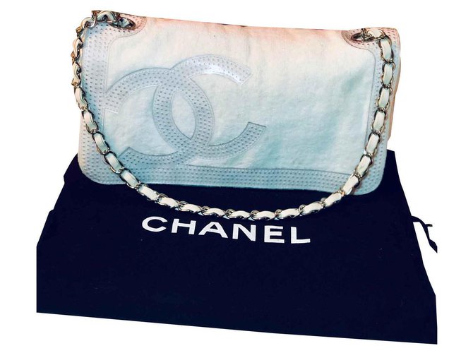 Bolsa Chanel Branco Plástico Pano  ref.115599