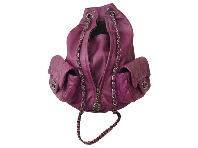 Chanel Backpack Purple Leather  ref.115609