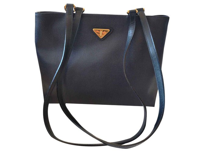 Yves Saint Laurent Tote YSL Dark blue Leather Synthetic  ref.115615