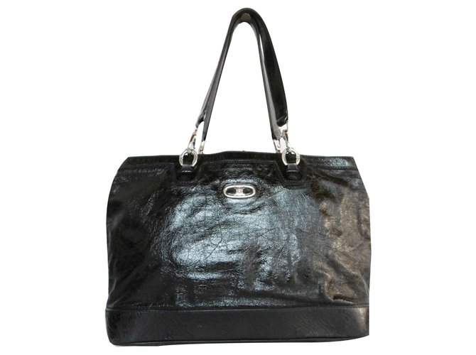 Céline Celine Patent Leather Shoulder Bag Handbag Black  ref.115650