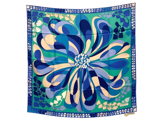 Emilio Pucci Bedrucktes Retro-Foulard Mehrfarben Seide  ref.115668