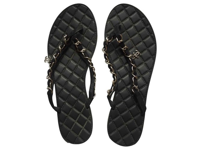 Chanel sandali Nero Pelle  ref.115678