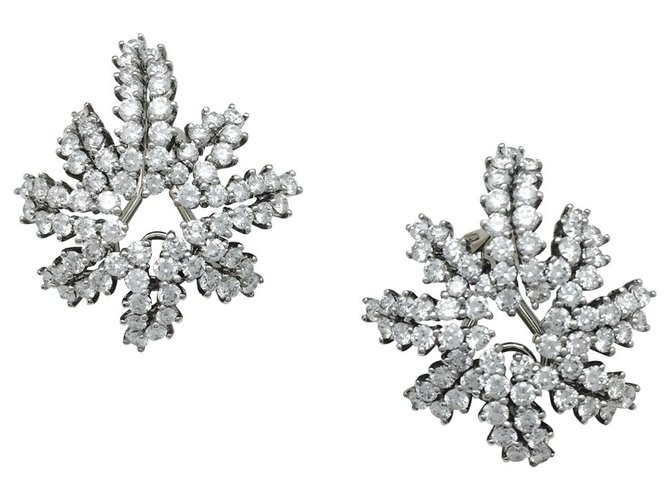 Boucles d'oreilles Tiffany & Co,"Fireworks",platine, or blanc, diamants  ref.115699