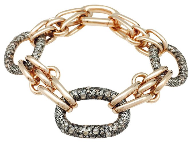 Pomellato bracelet, "Tango" model in pink gold, silver and brown diamonds.  ref.115742