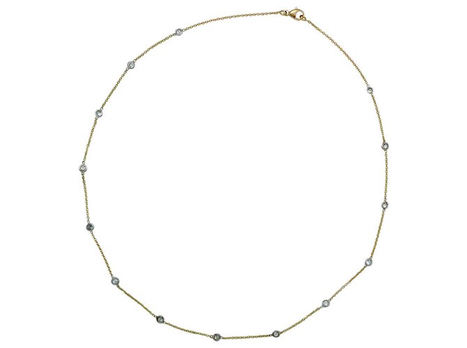 inconnue Yellow gold gutter necklace, white and diamonds. White gold  ref.115743