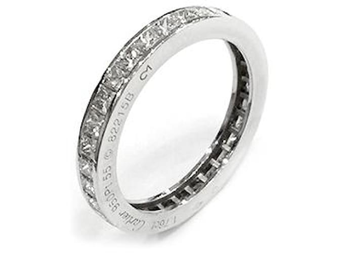 Anello alleanza Cartier in platino, diamanti taglio princess.  ref.115763