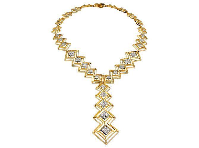 Ilías Lalaoúnis Ilias Lalaounis necklace in yellow gold and diamonds. White gold  ref.115778