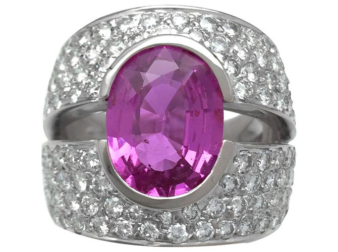 inconnue White gold diamond and pink sapphire ring.  ref.115783