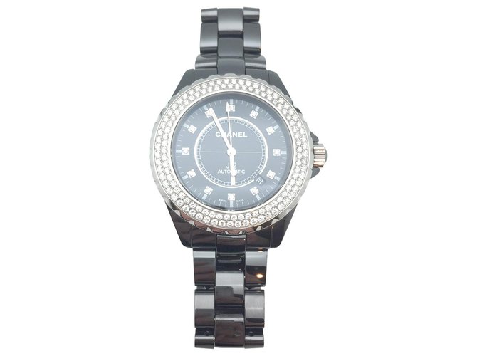Chanel J watch12 set with diamonds.  ref.115792