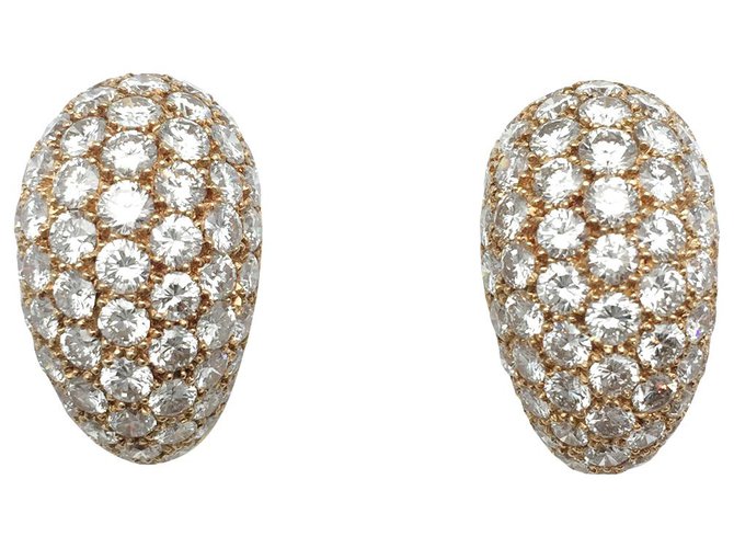 inconnue Dome earrings paved with diamonds. Yellow gold  ref.115795