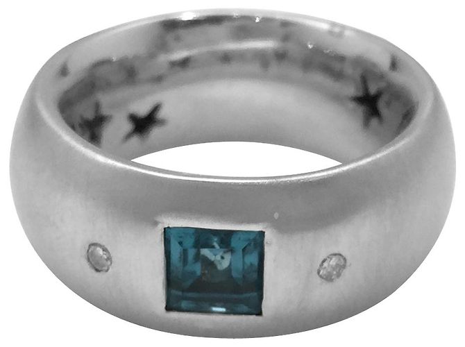 H Stern Anillo h.Pecho en oro blanco., diamantes, topacio.