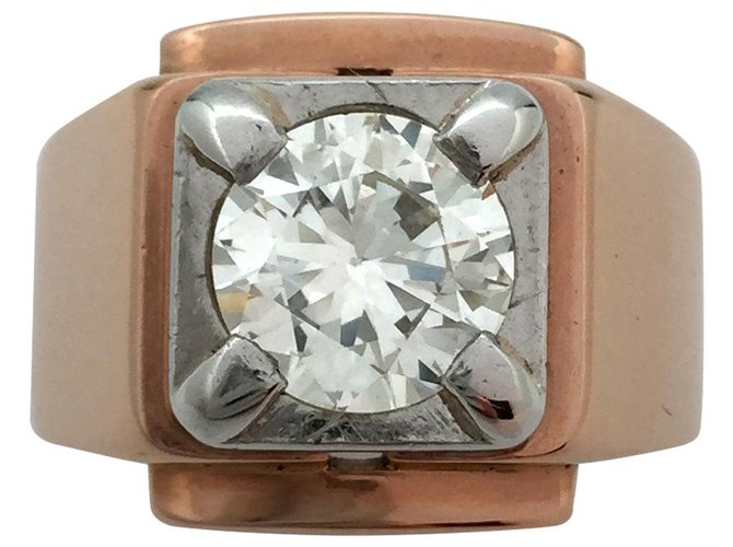 inconnue Gold and platinum ring, diamond 1,80 about carat, estimated J / VS Pink gold  ref.115805