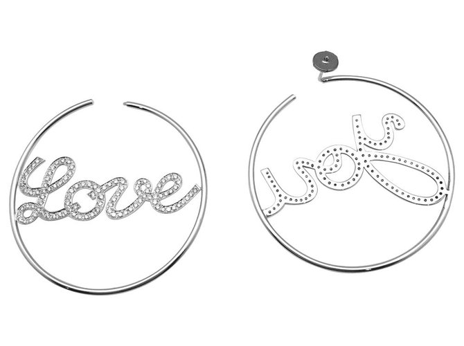 inconnue "Love You" white gold and diamond hoops.  ref.115810