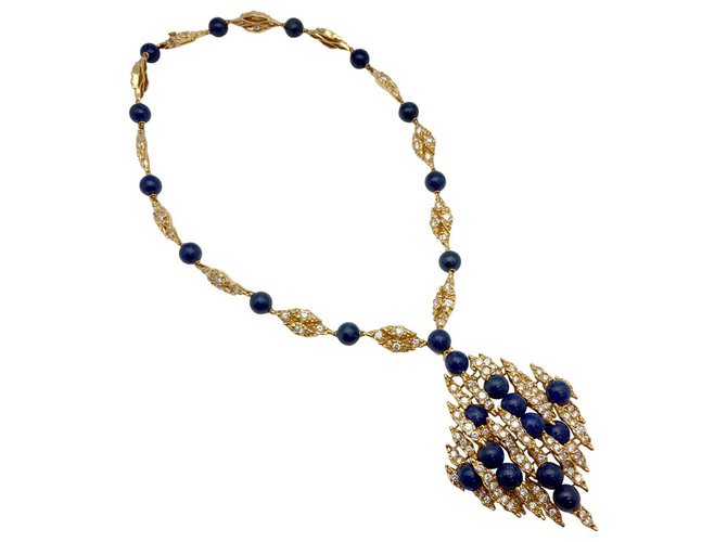 Autre Marque Yellow gold Mellerio set, lapis lazuli and diamonds.  ref.115811