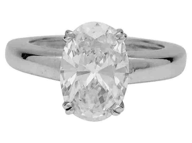 inconnue Anello in oro bianco, diamante ovale 2,29 Cts, H / SI1 Oro rosa  ref.115820