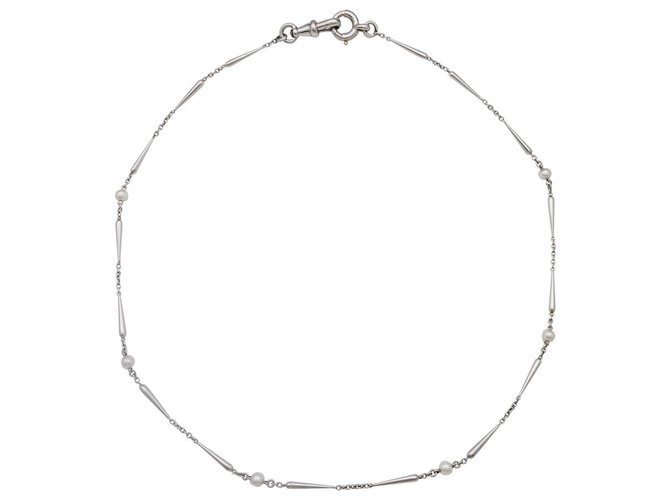 inconnue "Giletière" in white gold and platinum, Beads. Pearl  ref.115823