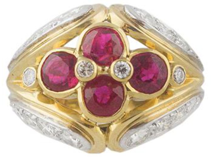 Kutchinsky yellow gold ring, rubies and diamonds.  ref.115825