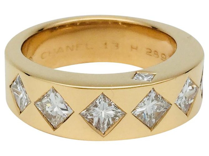 Bague Chanel "Jacquard" or jaune et diamants  ref.115829