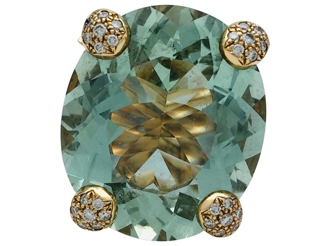Anel Christian Dior "Miss Dior" em ouro amarelo, berilo verde e diamantes.  ref.115837