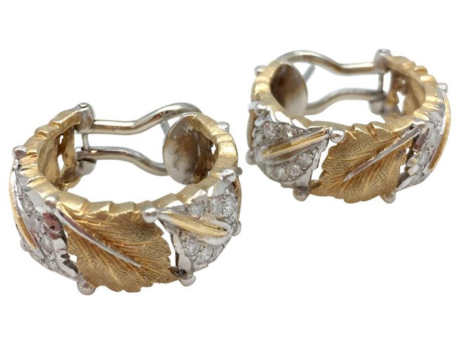 Mario Buccellati earrings in yellow and white gold, diamants. Yellow gold  ref.115858