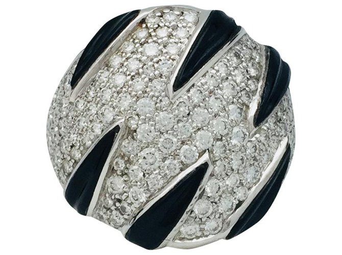 Cartier "Garras" anel em ouro branco, diamantes e ônix.  ref.115868
