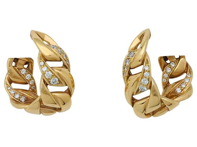 Cartier earrings, model "Bergamo" in yellow gold, diamants.  ref.115871
