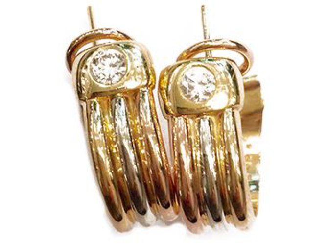 Cartier "Fogorra" earrings in three gold tones, diamond. White gold Yellow gold Pink gold  ref.115884