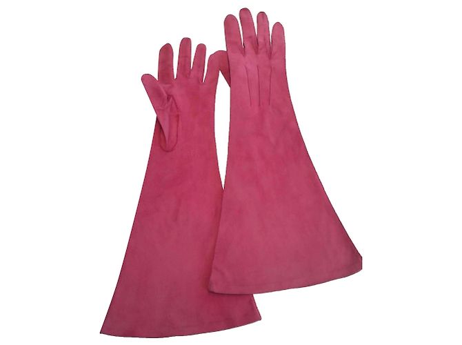 Chanel Musketier Handschuhe Fuchsia Samt Fuschia