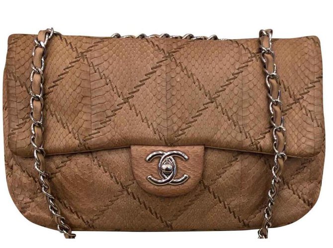Timeless Chanel classical Beige Python  ref.115917
