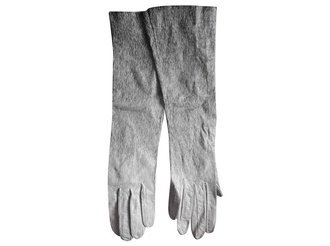 Hermès Gloves Black Grey Leather  ref.115924