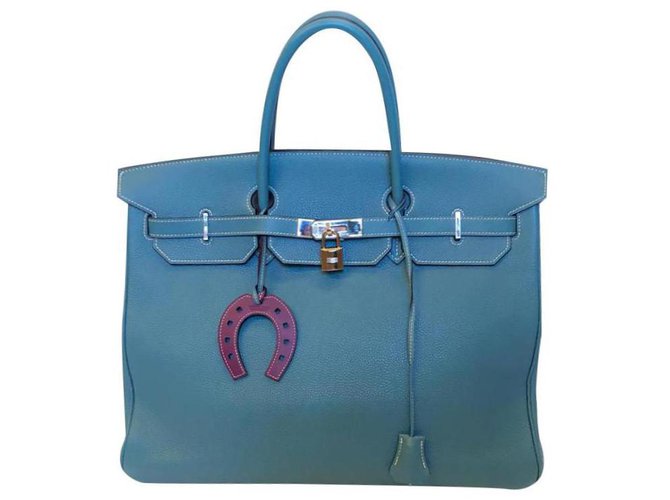 Hermès Birkin Azul Azul claro Couro  ref.115985