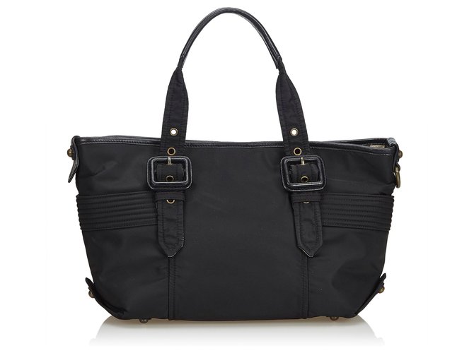 Burberry Nylon Tote Bag Black Leather Cloth  ref.116120