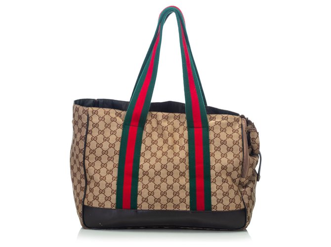 Gucci GG Web Dog Carrier Brown Multiple colors Beige Cloth  ref.116127