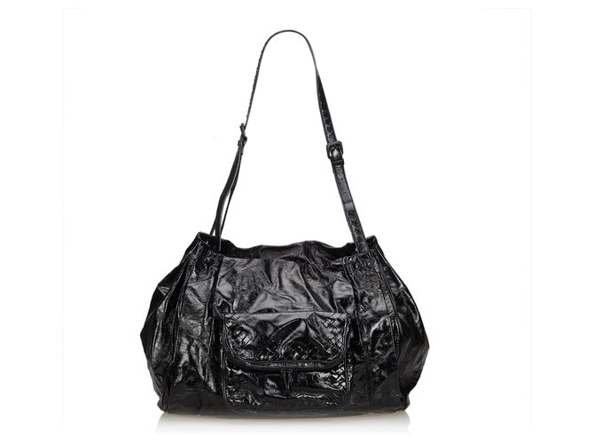 Bottega Veneta Patent Leather Shoulder Bag Black  ref.116140