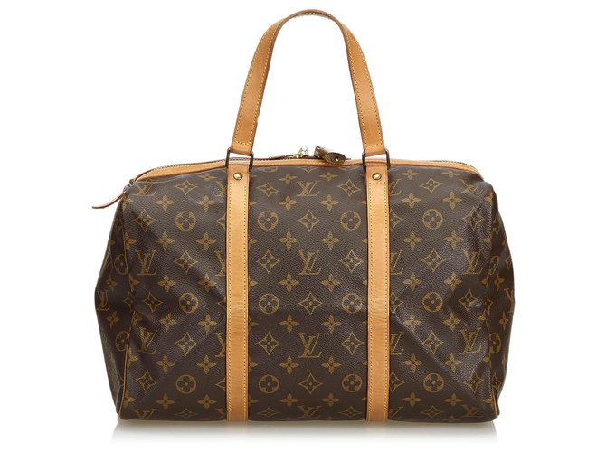 Louis Vuitton Monogramme Sac Souple 35 Cuir Toile Marron  ref.116155