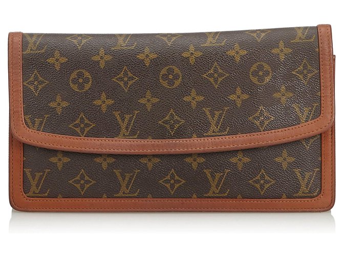 Louis Vuitton Monogram Pochette Dame Brown Leather Cloth  ref.116157