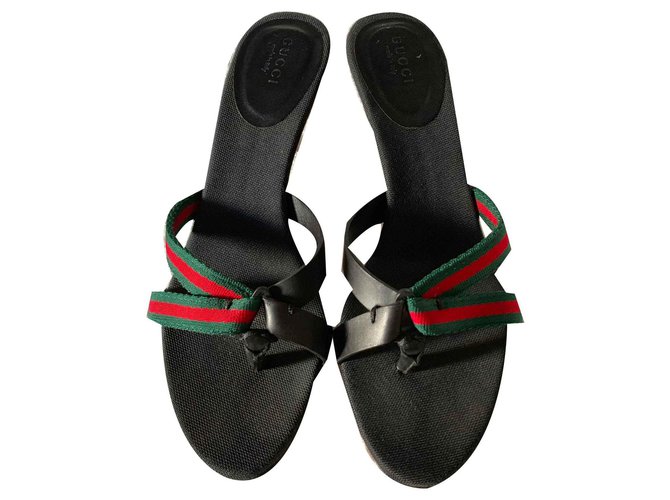 Gucci sandali neri Nero Pelle  ref.116172