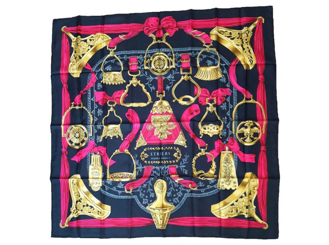 Hermès Le staffe Nero Rosa Seta