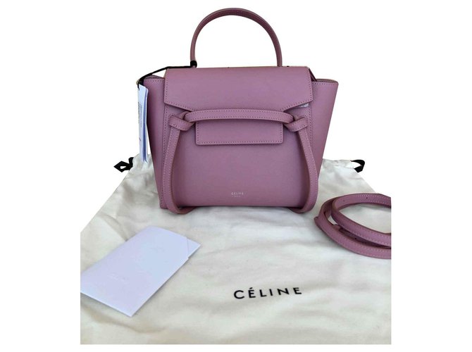 Céline Celine nano belt antique rose Pink Leather  ref.116177