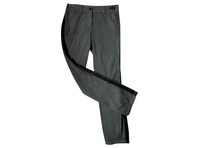 Jean Chanel bandes noires Coton Gris  ref.116230