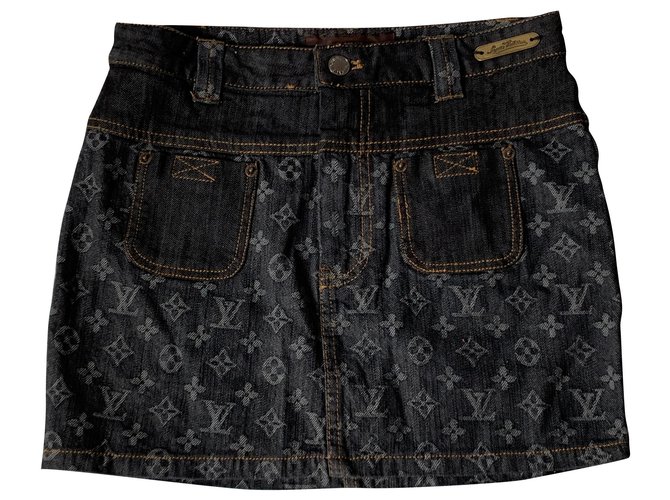 Louis Vuitton mini skirt Grey Dark blue Denim  ref.116232