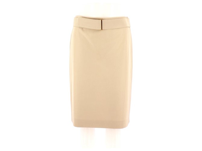 Max Mara Skirt suit Beige Polyester  ref.116256